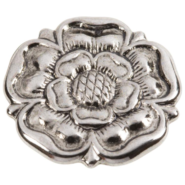 Zierknopf aus Metall in Blumenform in Silber 23mm