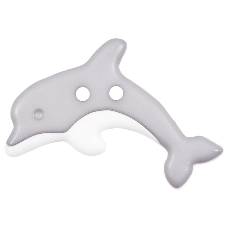Kinderknopf - Delfin "Flipper" in Grau 30mm