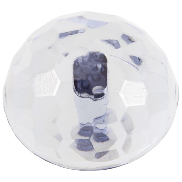 Kunststoffknopf in transparent Blau mit Facettenschliff