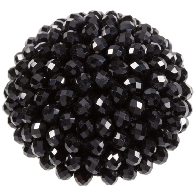 Zierknopf in Schwarz bestickt mit schwarzen Perlen 38mm