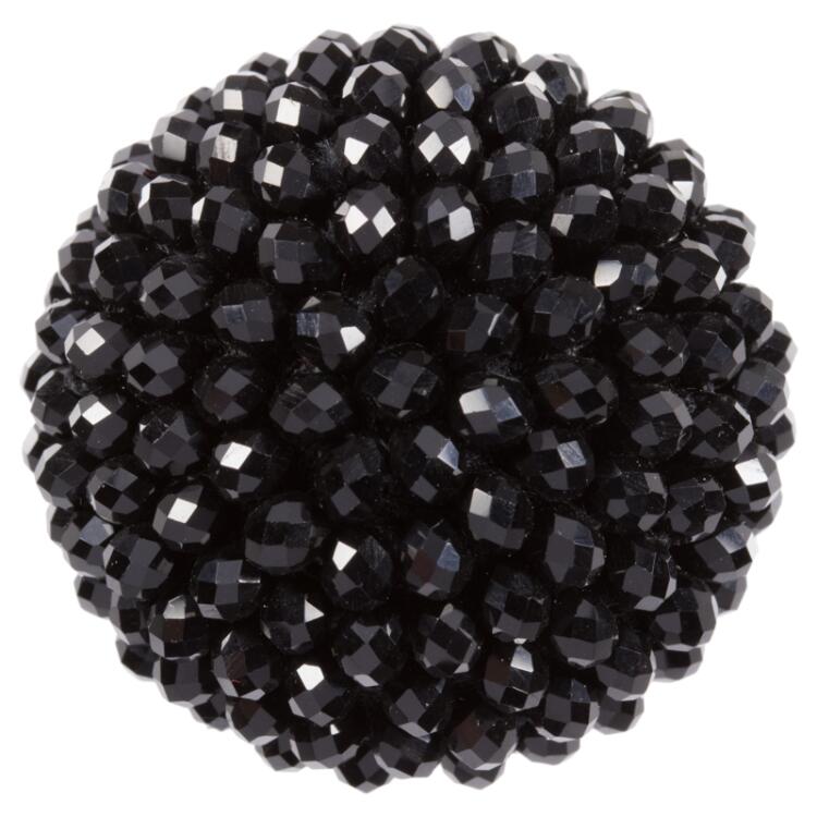 Zierknopf in Schwarz bestickt mit schwarzen Perlen 38mm