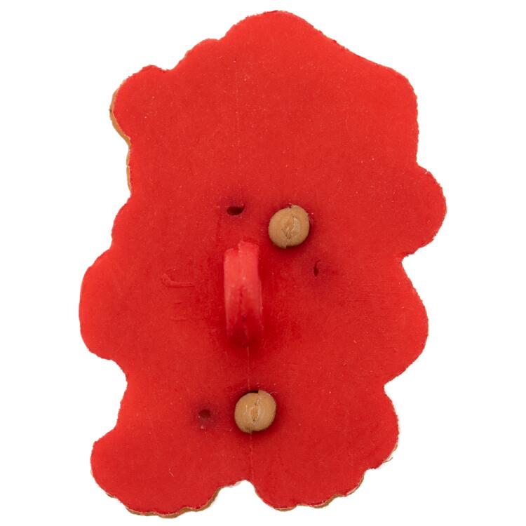 Weihnachtsknopf - Teddybär im Weihnachtsmannkostüm 28mm