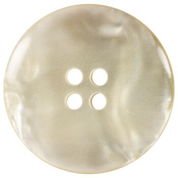 Kunststoffknopf in Perlmutt-Weiß mit rustikaler Hälfte in Braun