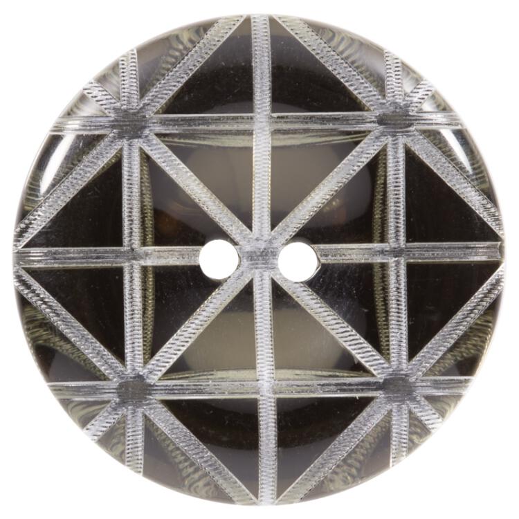 Zierknopf aus Kunststoff transparent mit 3D-Effekt und Hintergrund in Khaki 32mm