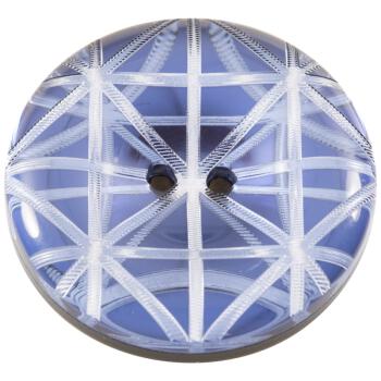 Zierknopf aus Kunststoff transparent mit 3D-Effekt und Hintergrund in Blau