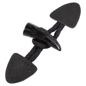 Dufflecoat Verschluss aus Kunstleder in Schwarz mit Kordel und Kunststoffknebel