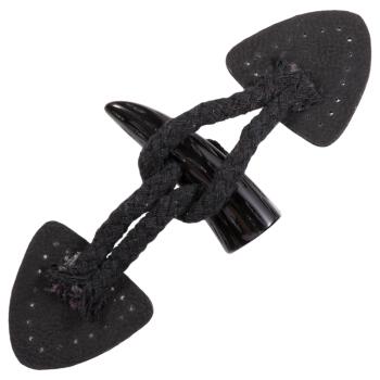 Dufflecoat Verschluss aus Kunstleder in Schwarz mit Kordel und Kunststoffknebel