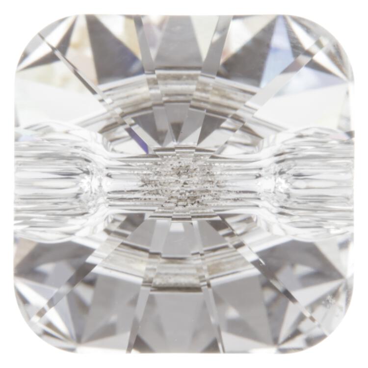 Swarovski Knopf aus geschliffenem Kristallglas Crystal, quadratisch, Öse 15mm