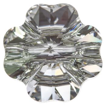 Swarovski Knopf aus geschliffenem Kristallglas Crystal, Kleeblatt-Form, Öse