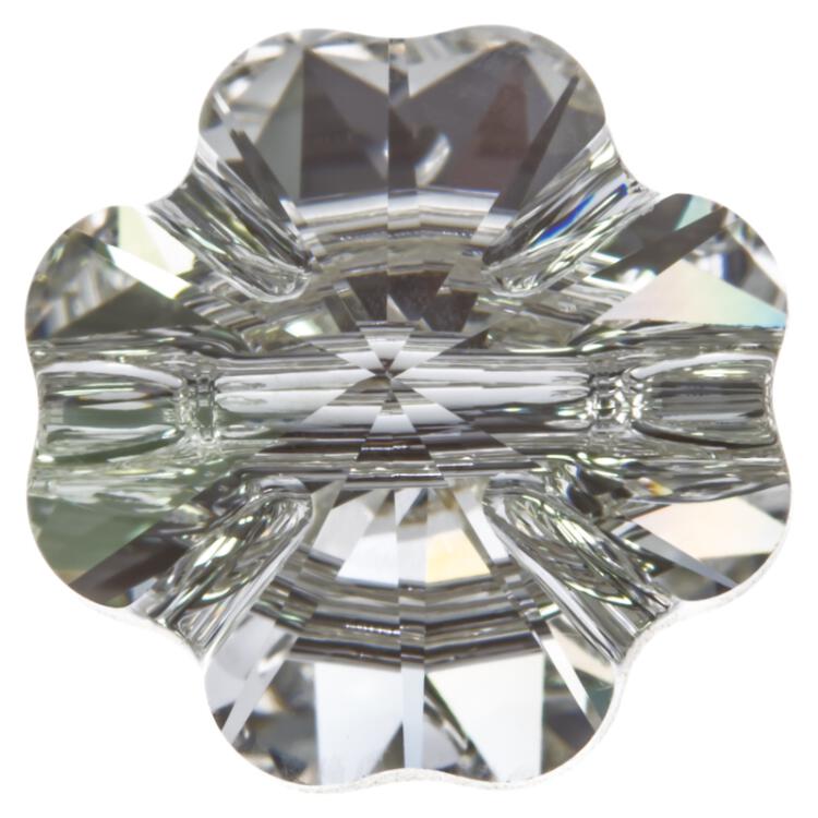 Swarovski Knopf aus geschliffenem Kristallglas Crystal, Kleeblatt-Form, Öse 10mm