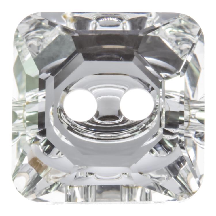 Swarovski Knopf aus geschliffenem Kristallglas Crystal, quadratisch, 2-Loch