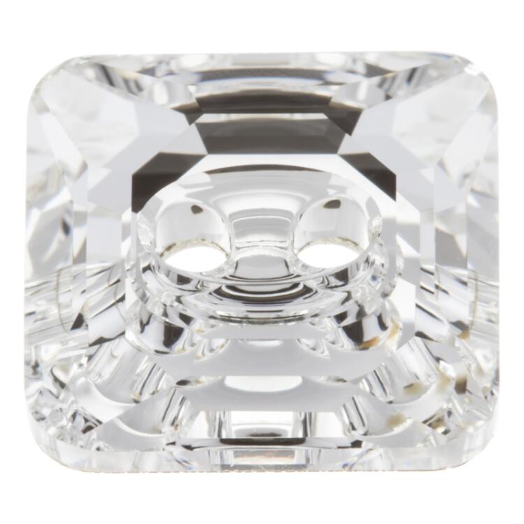 Swarovski Knopf aus geschliffenem Kristallglas Crystal, quadratisch, 2-Loch 15mm