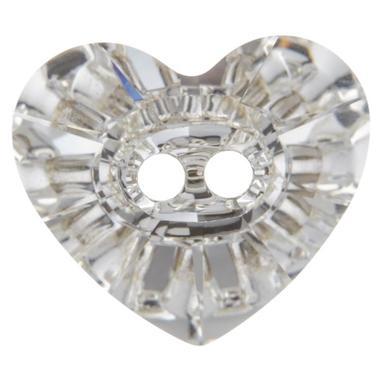 Swarovski Knopf aus geschliffenem Kristallglas Crystal, Herz, 2-Loch