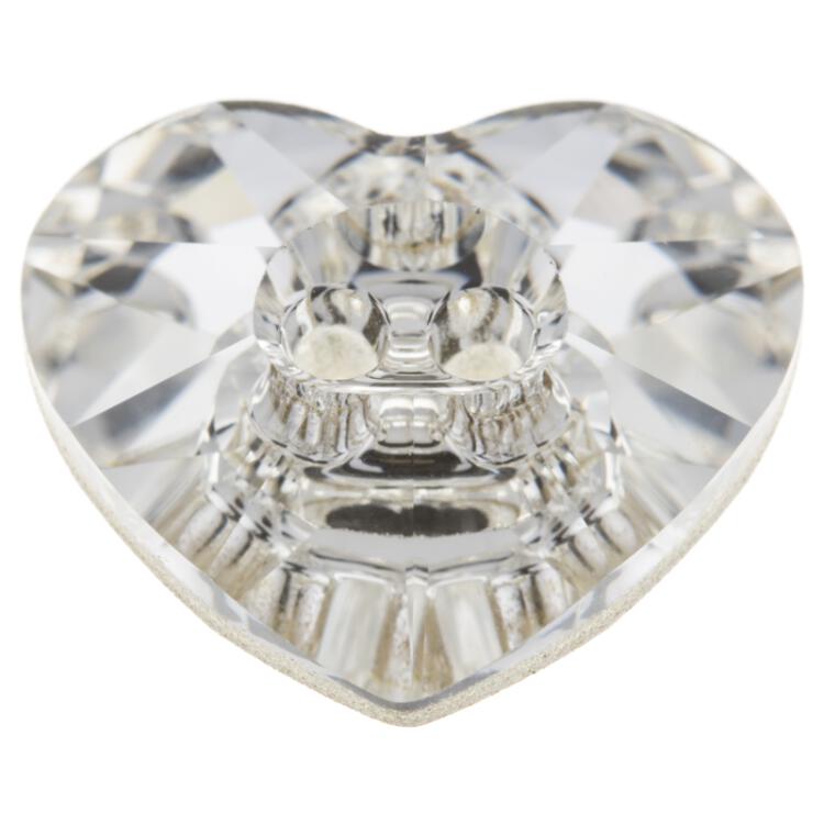 Swarovski Knopf aus geschliffenem Kristallglas Crystal, Herz, 2-Loch 12mm