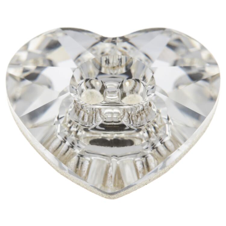 Swarovski Knopf aus geschliffenem Kristallglas Crystal, Herz, 2-Loch 16mm