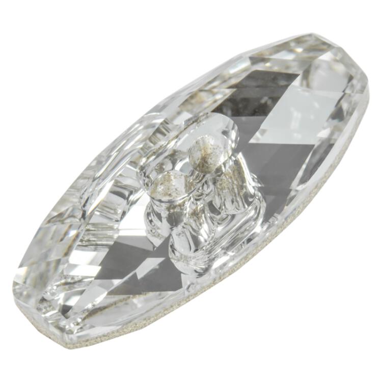 Swarovski Knopf aus geschliffenem Kristallglas Crystal, Knebel, 2-Loch 23mm