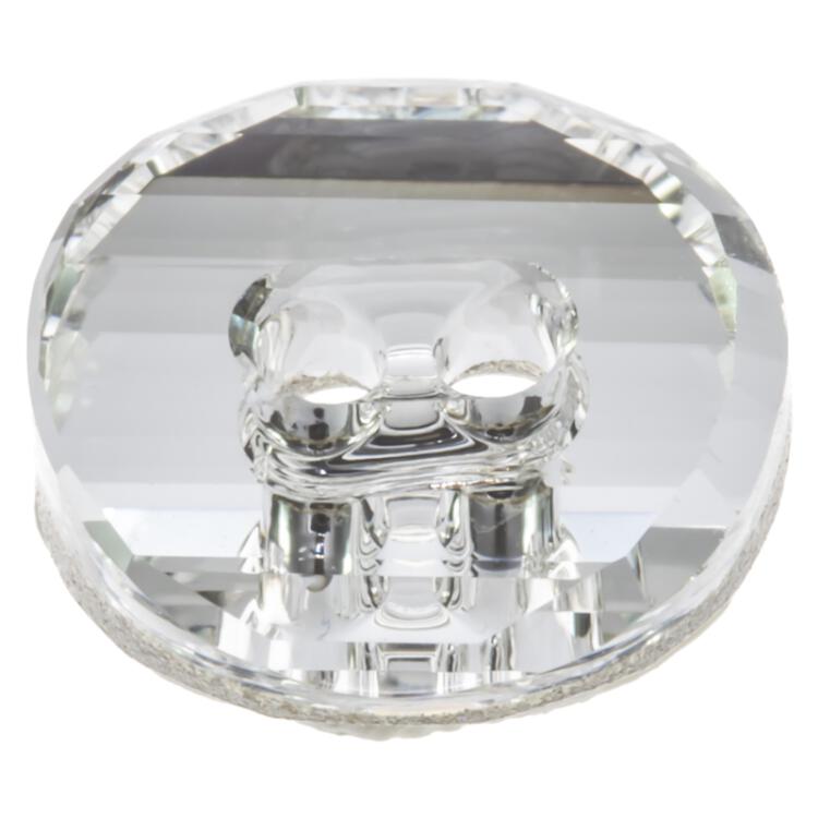 Swarovski Knopf aus geschliffenem Kristallglas Crystal, rund, 2-Loch mit Fadenrille