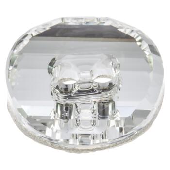 Swarovski Knopf aus geschliffenem Kristallglas Crystal, rund, 2-Loch mit Fadenrille