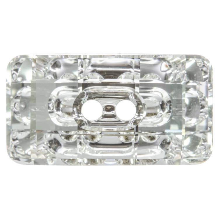 Swarovski Knopf aus geschliffenem Kristallglas Crystal, Schachbrett, 2-Loch