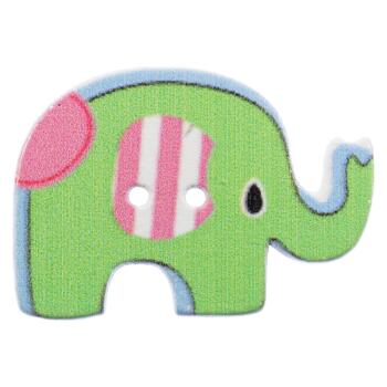 Holzknopf - grüner Elefant