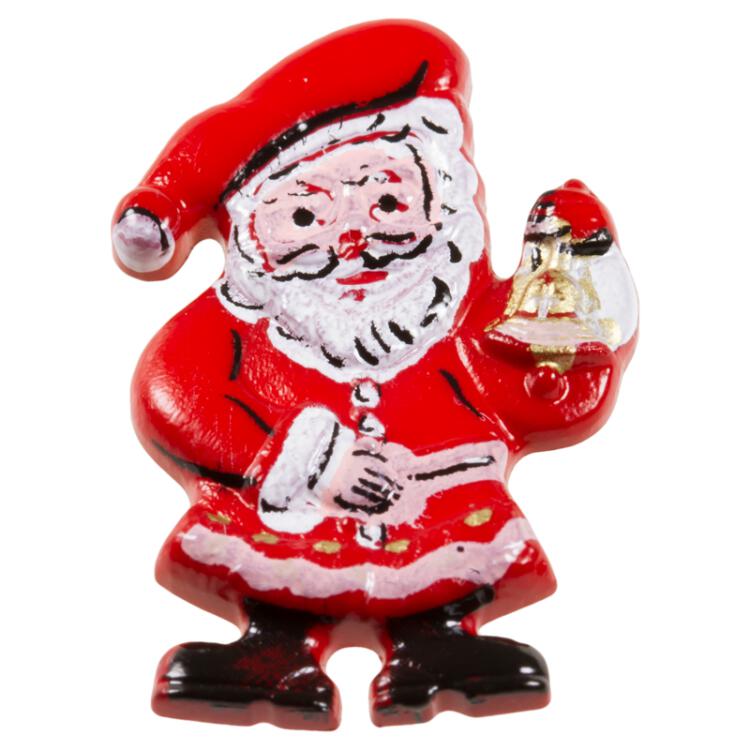 Weihnachtsknopf - Weihnachtsmann mit Glöckchen