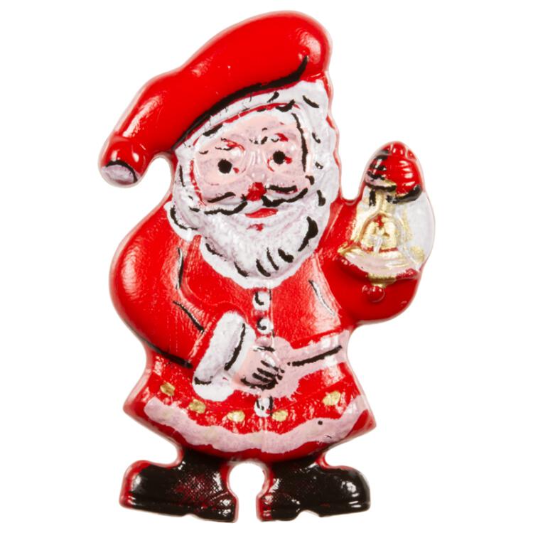 Weihnachtsknopf - Weihnachtsmann mit Glöckchen 25mm