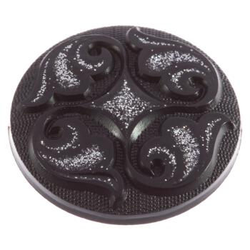 Kunststoffknopf in Schwarz mit floralem Muster geschmückt...