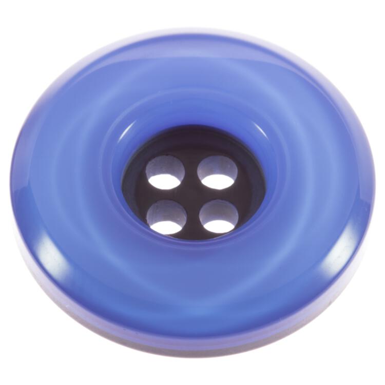 Kunststoffknopf mit Wulstrand bestehend aus zwei Schichten in Blau-Schwarz 20mm