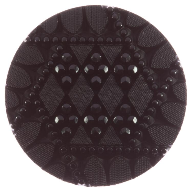 Zierknopf in Schwarz mit feinem erhabenem Motiv 34mm