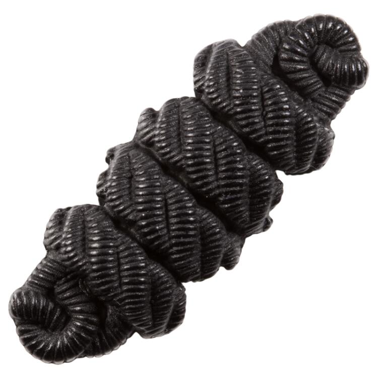 Knebelknopf aus Kunststoff Kordelimitation in Schwarz 35mm