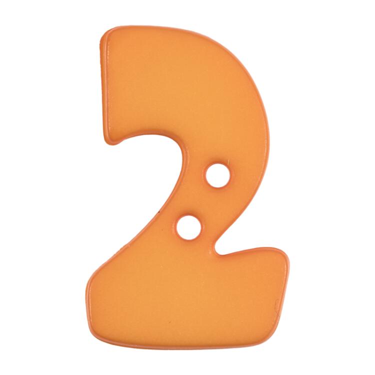 Zahlenknopf "2" in Orange, 18mm