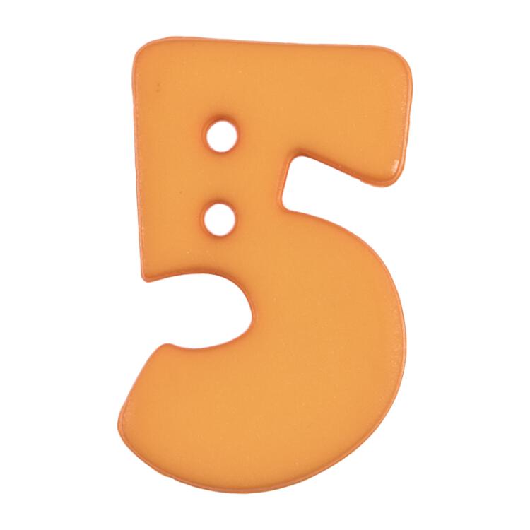 Zahlenknopf "5" in Orange, 18mm