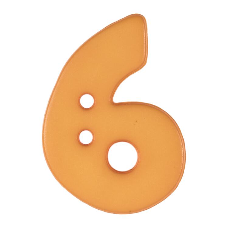 Zahlenknopf "6" in Orange, 18mm