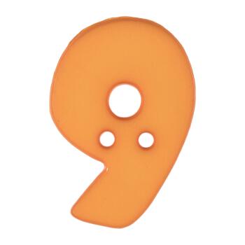 Zahlenknopf 9 in Orange, 18mm