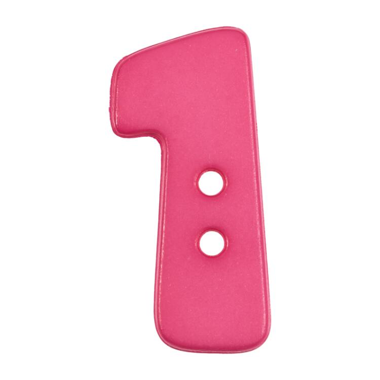 Zahlenknopf "1" in Pink, 18mm