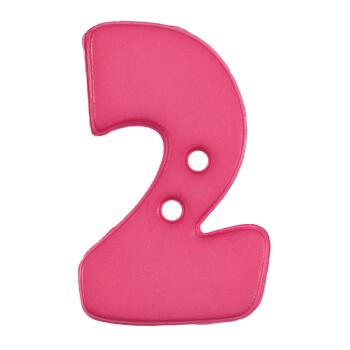 Zahlenknopf "2" in Pink, 18mm