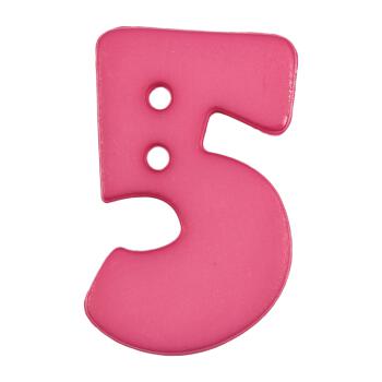 Zahlenknopf "5" in Pink, 18mm