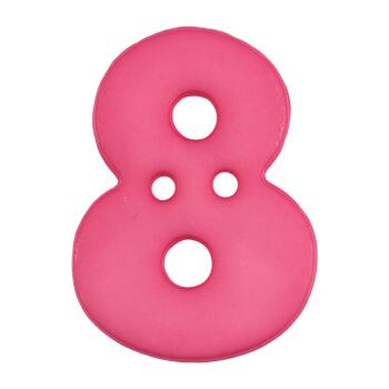 Zahlenknopf "8" in Pink, 18mm