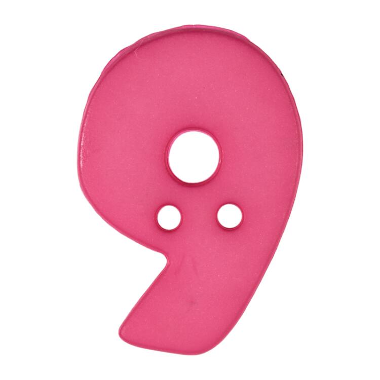 Zahlenknopf "9" in Pink, 18mm