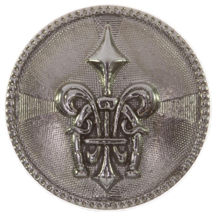 Wappenknopf aus Metall mit erhabenem Motiv in Silber