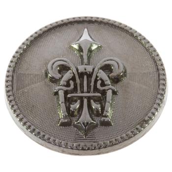 Wappenknopf aus Metall mit erhabenem Motiv in Silber