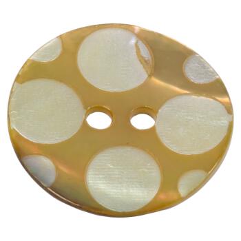 Perlmuttknopf beige gefärbt mit Kreisen Lasermuster