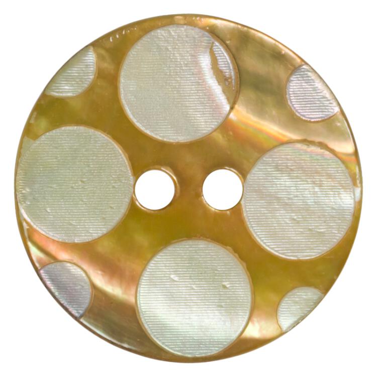 Perlmuttknopf beige gefärbt mit Kreisen Lasermuster 11mm