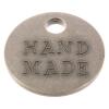 Knopf-Label "HAND MADE" in Altsiber 20mm