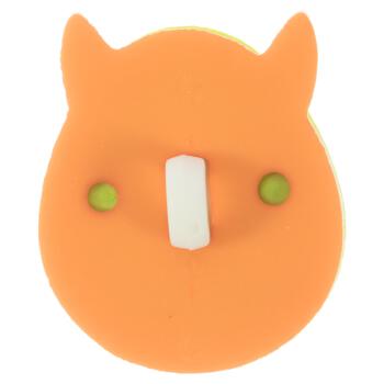 Kinderknopf - lustiges Monster in Grün-Orange