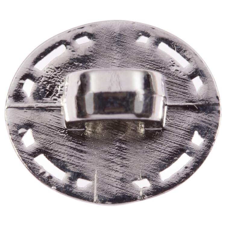 Blusenknopf mit Fassung in Silber und glitzernder Füllung in Braun 13mm