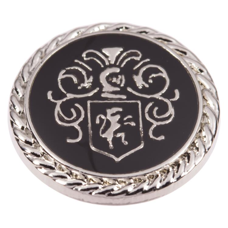 Edler Wappenkopf aus Kunststoff in Silber mit schwarzer Füllung