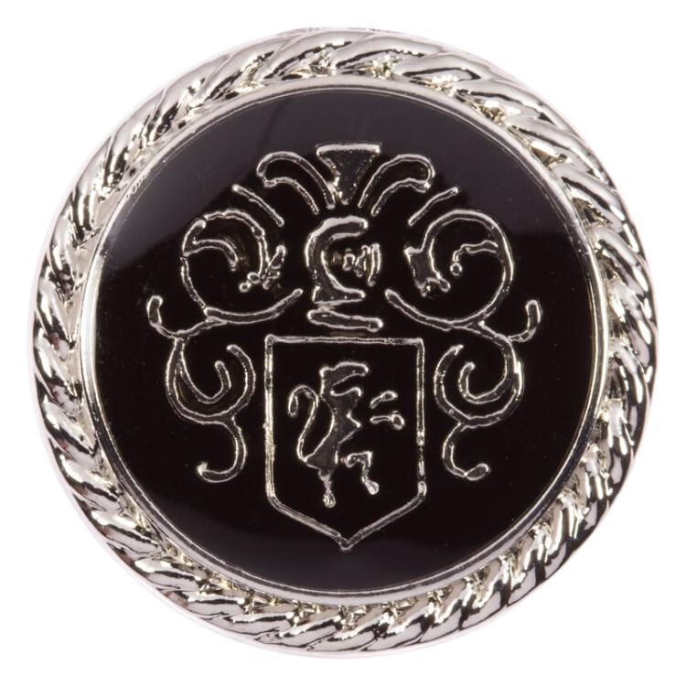 Edler Wappenkopf aus Kunststoff in Silber mit schwarzer Füllung 20mm