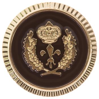Edler Kunststoffknopf mit Wappenmotiv in Gold mit schwarzer Füllung
