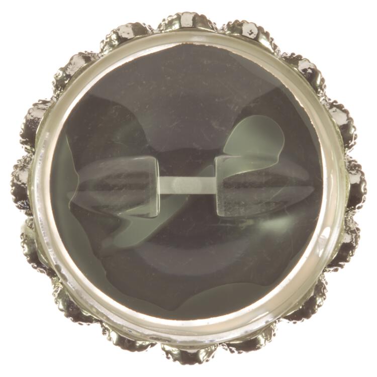 Schmuckknopf in Silber mit Zierkappe aus Metall und Spiegelkern aus Kunststoff 38mm